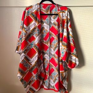 Vintage mixed media style open front duster kimono
